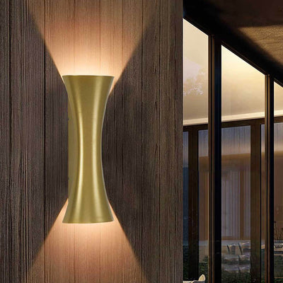 Modern Minimalist Waterproof Rectangle Upper And Lower Illuminated Aluminum Lens LED Wall Sconce Lamp For Outdoor Patio