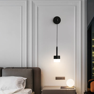 Modern Minimalist Copper Acrylic Cylinder LED Wall Sconce Lamp For Bedroom