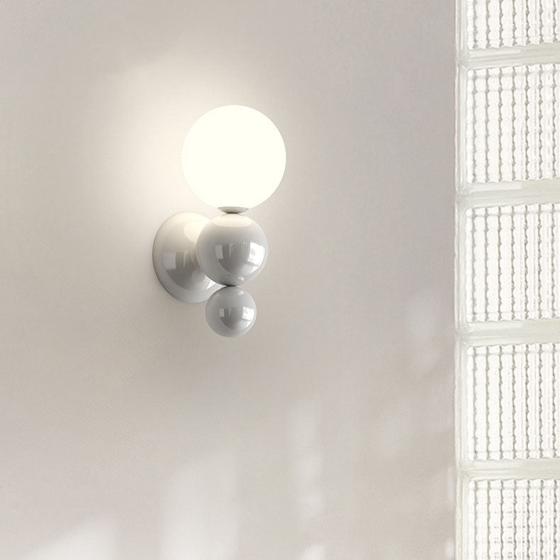 Lámpara de Aplique de Pared de 1 Luz de Hierro de Plástico en Forma de Perla Estilo Crema Francesa 