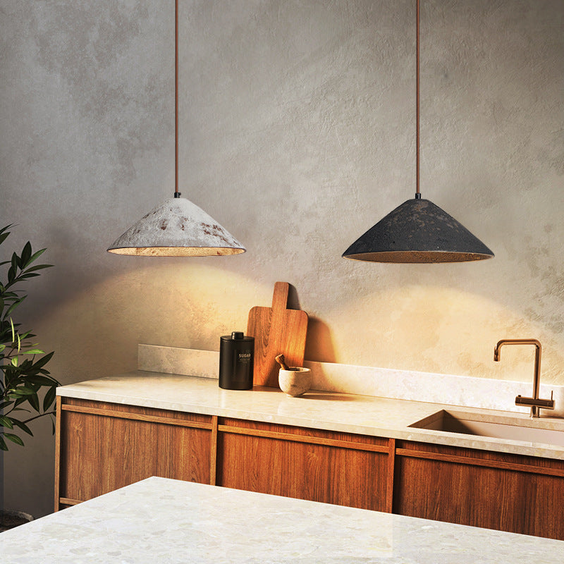 Suspension luminaire à 1 lumière avec abat-jour conique en céramique fait main et vintage traditionnel pour salle à manger 