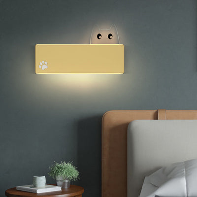 Applique Murale LED en Fer Rectangulaire avec Motif de Chat Animal de Dessin Animé Simplicité Moderne pour Salon 