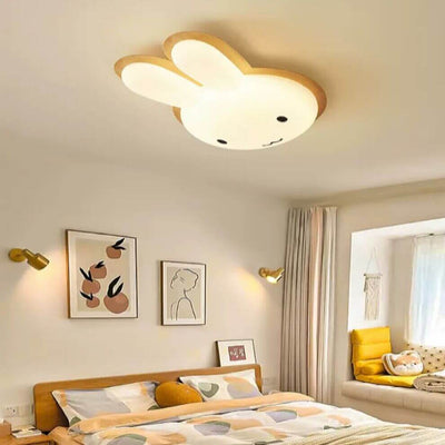 Modern Funny Bunny Kids Iron Acrylic LED Flush Mount Light