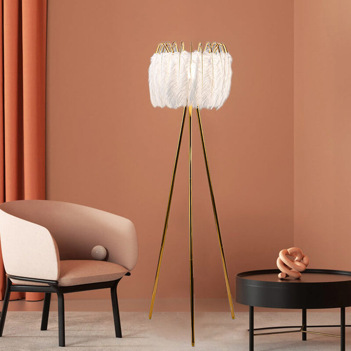 Couronne de plumes de luxe nordique 1-lumière trépied lampadaire 