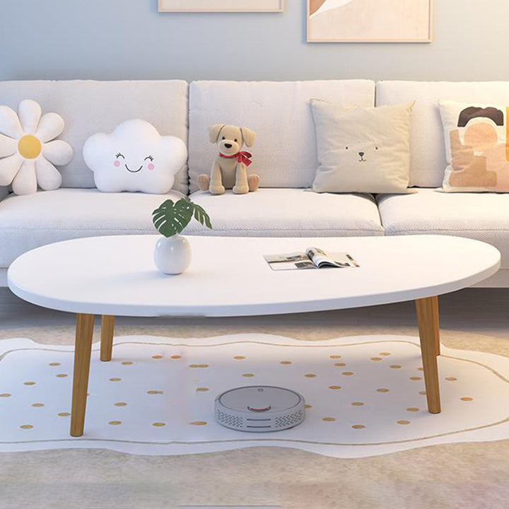 Moderner minimalistischer ovaler Dichteplatte-Holz-Beistelltisch 1-Ebene für Wohnzimmer 