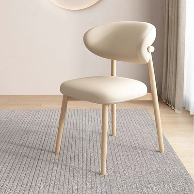 Moderna silla de comedor sin brazos de cuero nappa cuadrado nórdico contemporáneo con marco de metal para comedor 