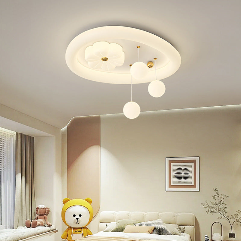 Zeitgenössische Nordic Kids Eisen PE Elliptische Runde Ball Blume Mond LED Unterputz Deckenleuchte Für Schlafzimmer 