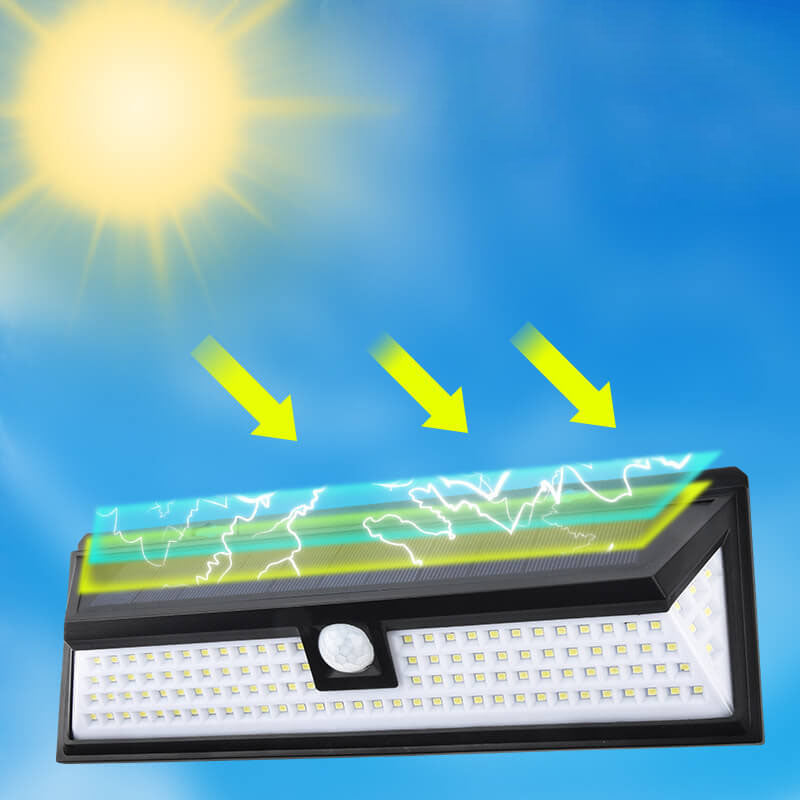 ضوء حائط LED حديث مستطيل الشكل مزود بمستشعر بشري يعمل بالطاقة الشمسية ومقاوم للماء للحديقة الخارجية 