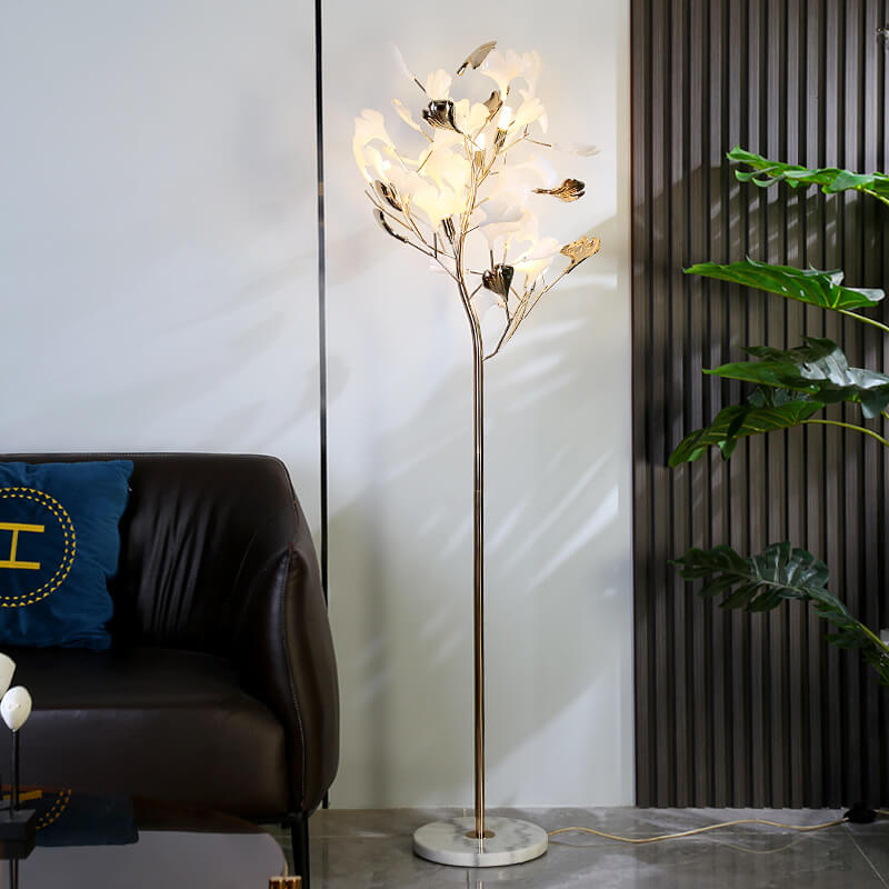 Nordic Romantic Ginkgo Leaf Decorative Iron 5-Light Standing Floor Lamp