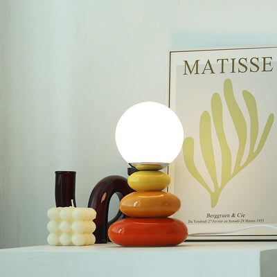 Modern Minimalist Pebble Ceramic Glass USB LED Table Lamp