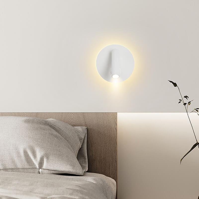مصباح حائط LED دائري من الألومنيوم والحديد بتصميم بسيط وحديث لغرفة النوم 