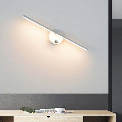 Modern Minimalist Aluminum Strip Acrylic LED Rotatable Touch Dimmer Wall Sconce Lamp For Bedroom