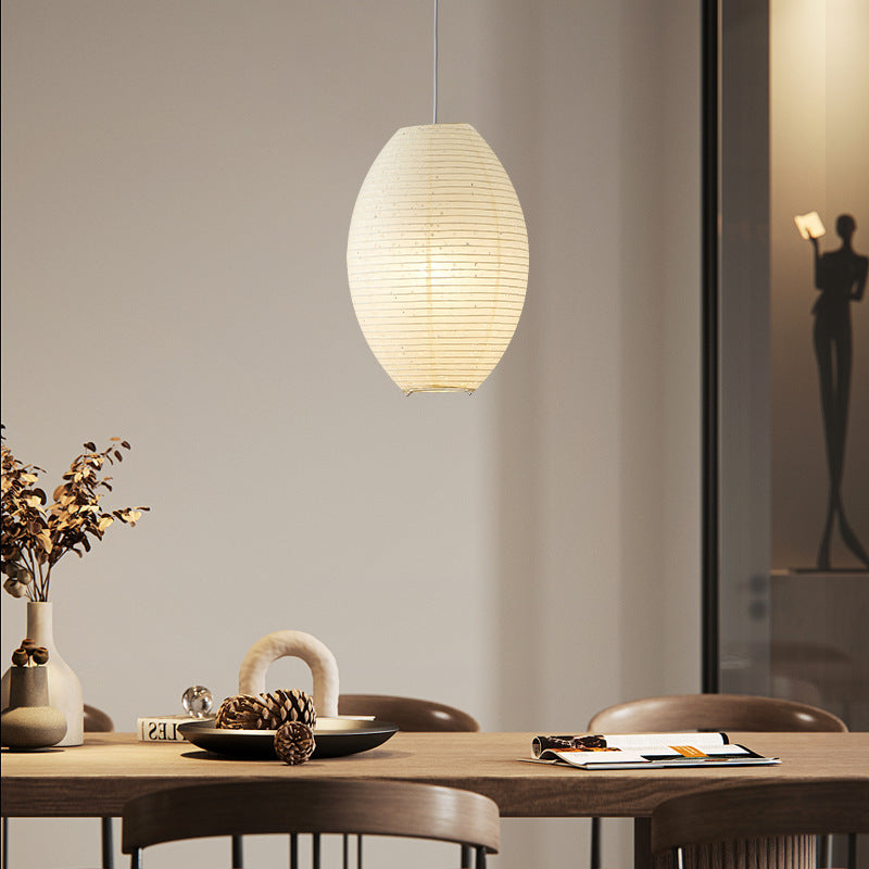 Traditionelle japanische elliptische Pendelleuchte aus Eisenpapier mit 1 Licht für Esszimmer 