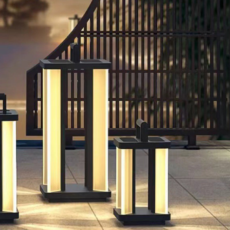 إضاءة LED مستطيلة الشكل من الفولاذ المقاوم للصدأ والأكريليك مقاومة للماء بتصميم بسيط وحديث للإضاءة الخارجية للحدائق 