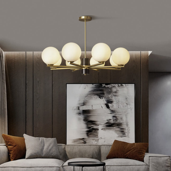 Modern Luxury Glass Round Ball Copper Branch 6/8/15 Light Chandelier For Living Room
