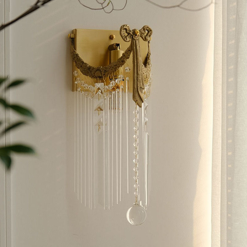 Moderne Art Deco Messing Kristall Quaste 1-Licht Wandleuchte Lampe für Wohnzimmer 