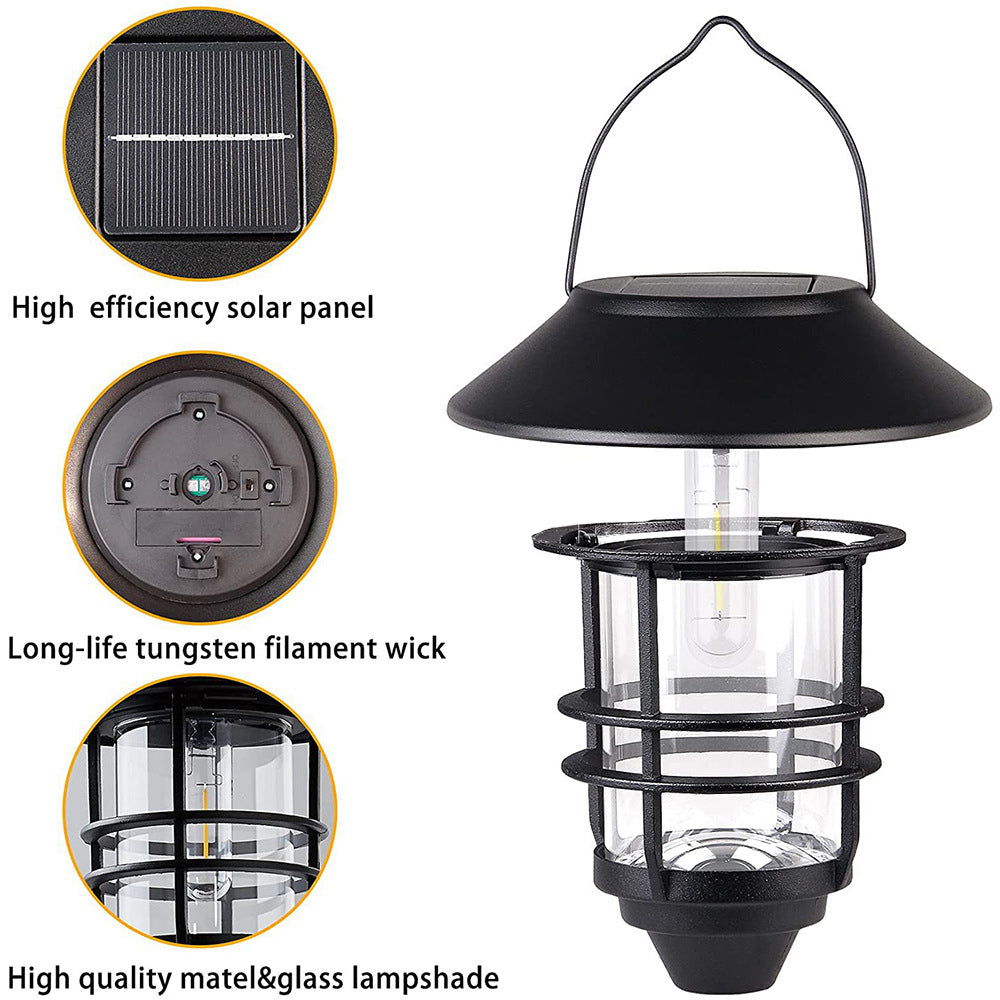 Zeitgenössische Retro Solar wasserdichte Aluminium Glas Laterne Zylinder 1-Licht hängen Wandleuchte Lampe für Terrasse 