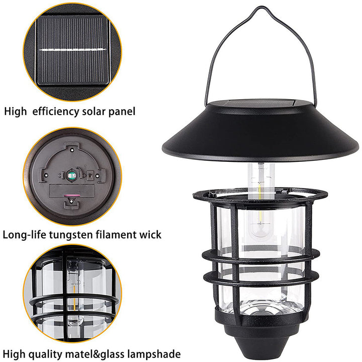 Zeitgenössische Retro Solar wasserdichte Aluminium Glas Laterne Zylinder 1-Licht hängen Wandleuchte Lampe für Terrasse 