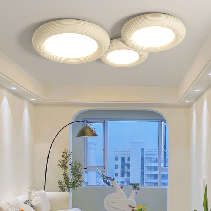Moderne Einfachheit Eisen Harz Acryl Runde Donut LED Unterputz Deckenleuchte Für Wohnzimmer 
