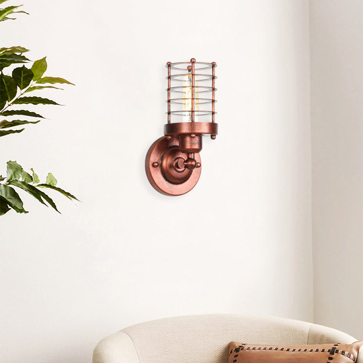 Lampe murale à un feu en fer à cylindre industriel contemporain pour couloir 