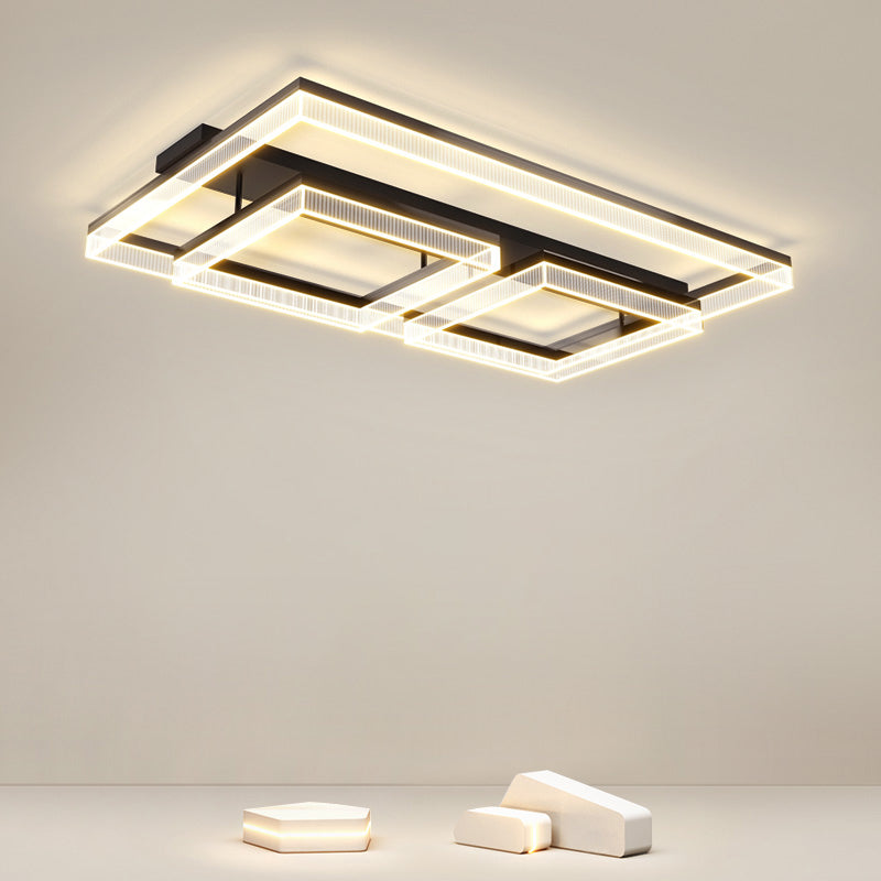 Moderne minimalistische Aluminium Eisen Acryl quadratische rechteckige LED Unterputz Deckenleuchte für Wohnzimmer 