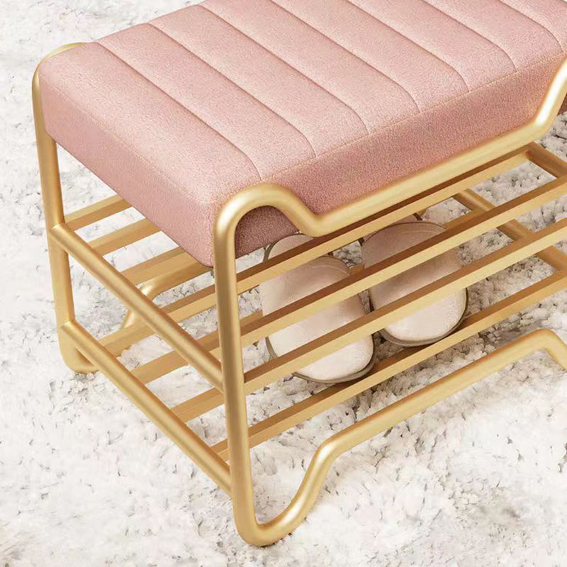 Modern Luxury Upholstered Rectangular Synthetic Fabric Sponge Portable Footstool Backless Armless For Entryways