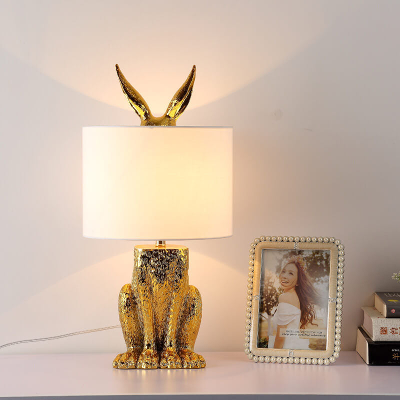 Corps de lampe lapin doré cylindrique créatif moderne 1 lumière lampe de table 