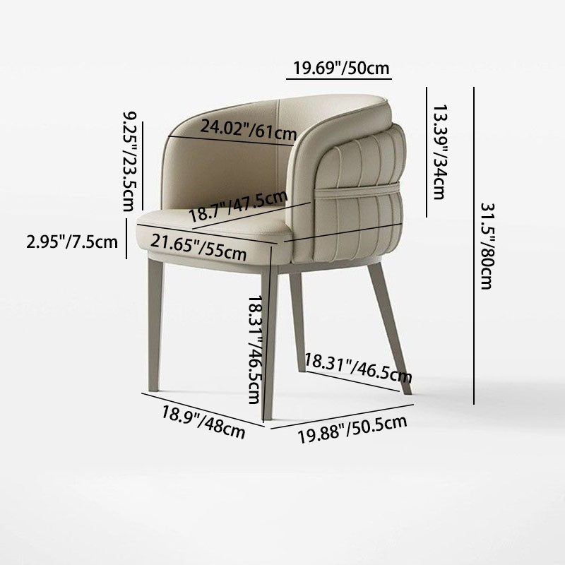 Chaise de salle à manger moderne de luxe ronde en similicuir avec dossier incurvé en acier au carbone 