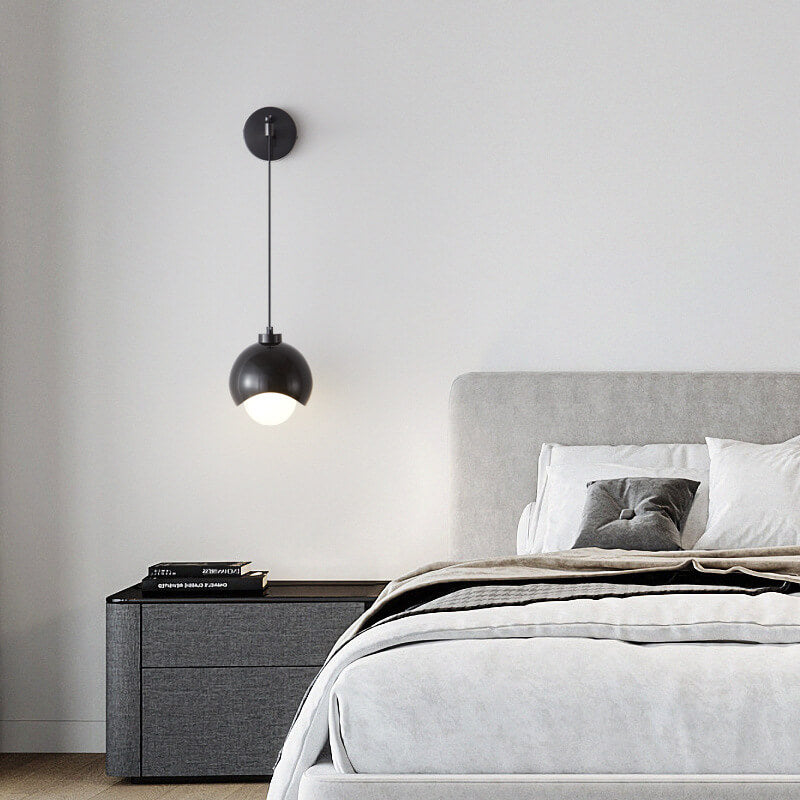 Moderne minimalistische kugelförmige Kupferschirm-Glas-Wandleuchte mit 1 Licht 