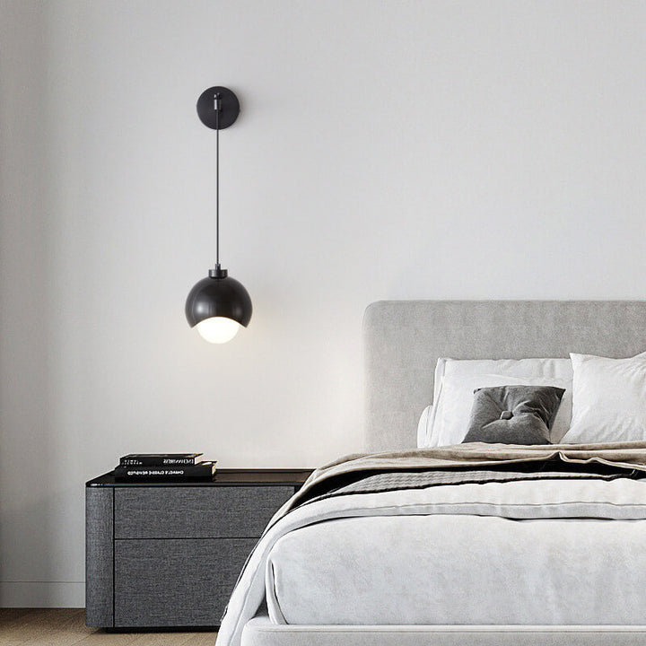 Moderne minimalistische kugelförmige Kupferschirm-Glas-Wandleuchte mit 1 Licht 