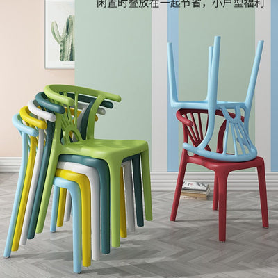 Chaise de salle à manger empilable en plastique Arc scandinave contemporain avec dossier pour salle à manger 