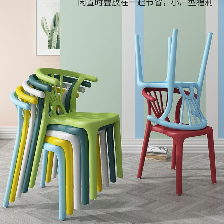 Chaise de salle à manger empilable en plastique Arc scandinave contemporain avec dossier pour salle à manger 
