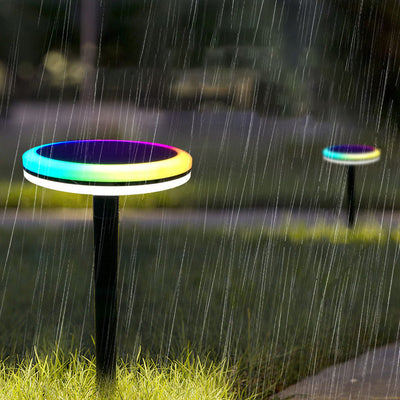 Contemporary Creative Solar Round Plastic Aluminum LED Ground Plug Outdoor Landscape Light For Garden