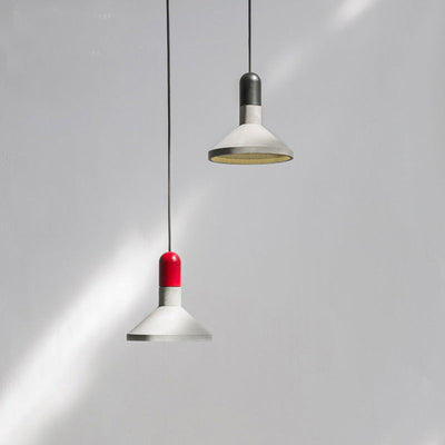 Zeitgenössische industrielle Zementkegel-Holz-Pendelleuchte mit 1 Licht für Esszimmer 
