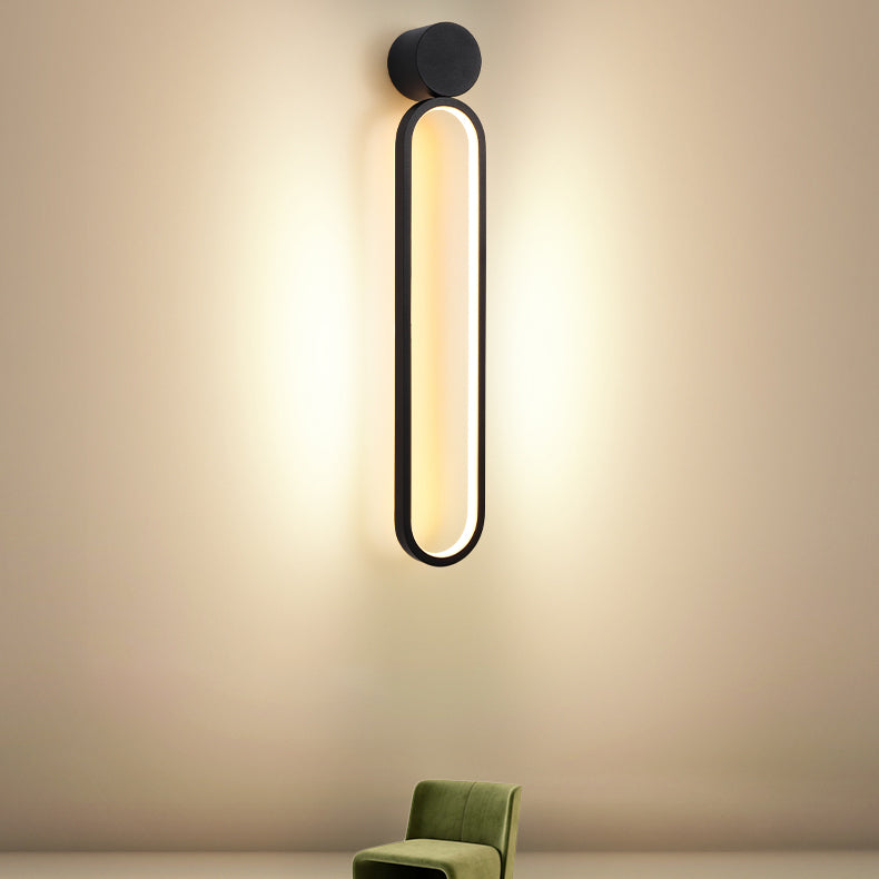 Moderne minimalistische runde lange Acryl Eisen LED Wandleuchte Lampe für Wohnzimmer 