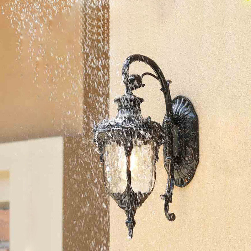 Traditional European Cylinder Lantern Aluminum Glass 1-Light Outdoor Wall Sconce Lamp For Outdoor Patio
