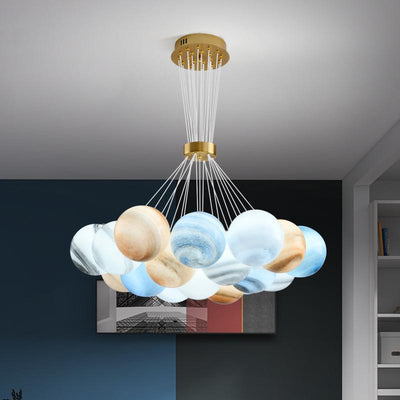 Zeitgenössischer kreativer Mondglas-Kronleuchter mit 7/13/19 Lichtern für Wohnzimmer 