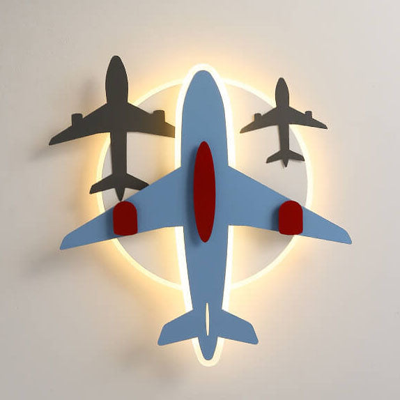 Contemporary Creative Aircraft Shape Iron Acrylic Aluminum LED Cartoon Kids Flush Mount Ceiling Light