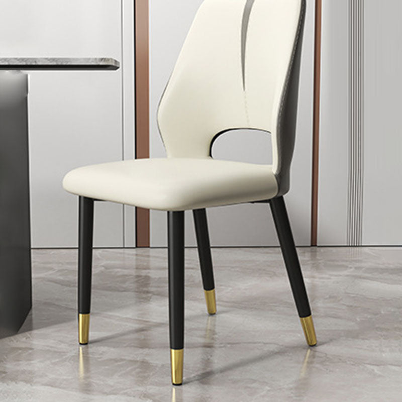Modern Luxury Square Cushion Faux Leather Carbon Steel Dining Chair Backrest For Dining Room