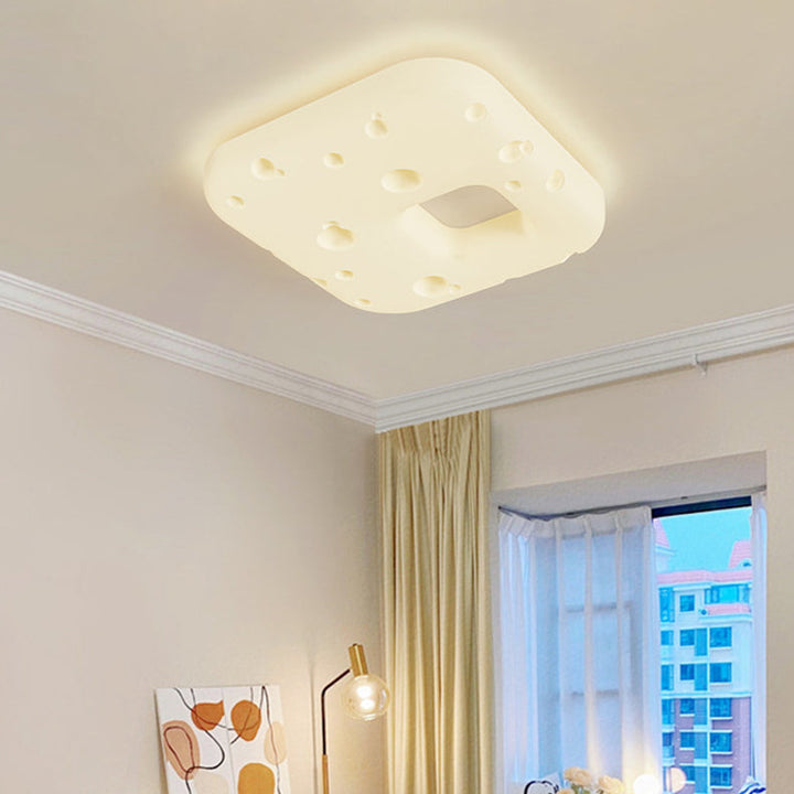 Design contemporain de biscuits à la crème nordique carré PE abat-jour LED plafonnier pour salon 