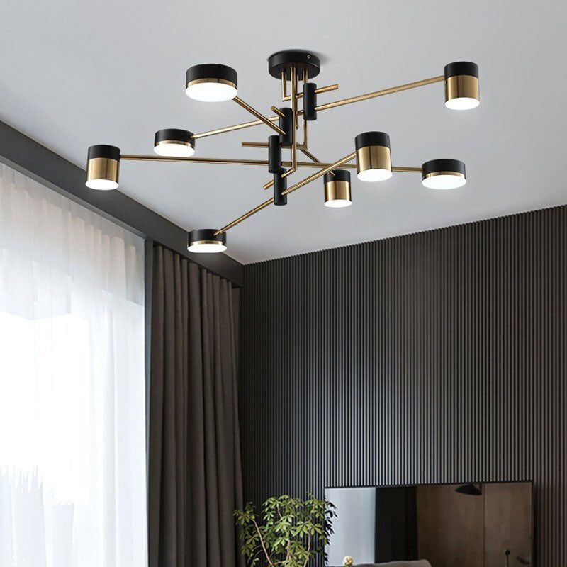 Moderne minimalistische Zylinder Eisen Acryl 4/6/8 Licht Kronleuchter für Wohnzimmer 
