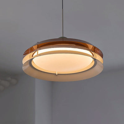 Zeitgenössische nordische runde dreifache Scheibe Eisen Acryl LED Pendelleuchte für Wohnzimmer 