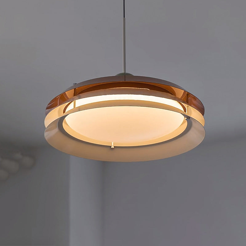 Zeitgenössische nordische runde dreifache Scheibe Eisen Acryl LED Pendelleuchte für Wohnzimmer 
