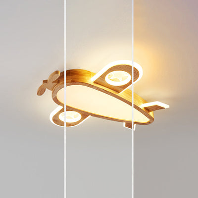 مصباح سقف للأطفال عصري بإضاءة LED من الأكريليك على شكل طائرة نحلة كرتونية بتصميم خشبي إبداعي لغرفة المعيشة 