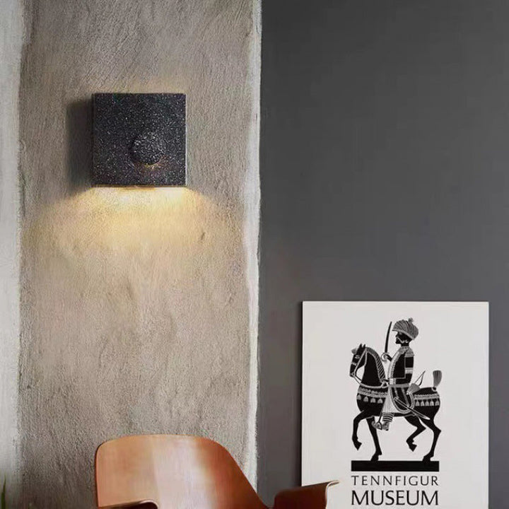 Zeitgenössische skandinavische Eclipse Square Zement 1-Licht Wandleuchte Lampe für Schlafzimmer 