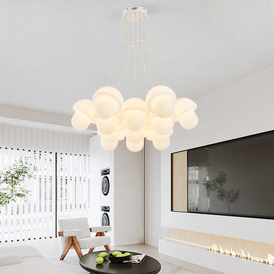 Nordic Minimalist White Mushroom Iron PE 7-Light Island Light Chandelier