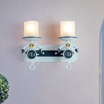 Aplique de pared de ancla de barco de hierro resina nórdica mediterránea de 1/2 luces 