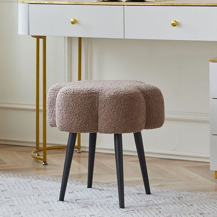 Modern Minimalist Cloud Sherpa Fabric Iron Vanity Stool For Bedroom