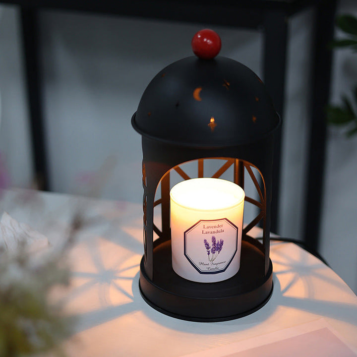 Lampe de table en métal avec cylindre creux européen traditionnel à 1 lumière pour faire fondre la cire, pour chambre à coucher 