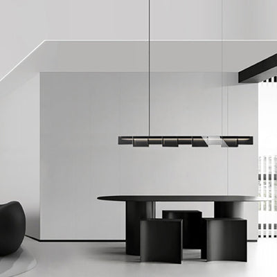 Modern Minimalist Long Glass Copper LED Island Light Chandelier For Living Room