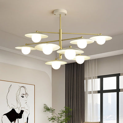 Moderne minimalistische runde fliegende Untertasse Orb Zweig Eisen Glas 4/6/8 Licht Kronleuchter für Wohnzimmer 
